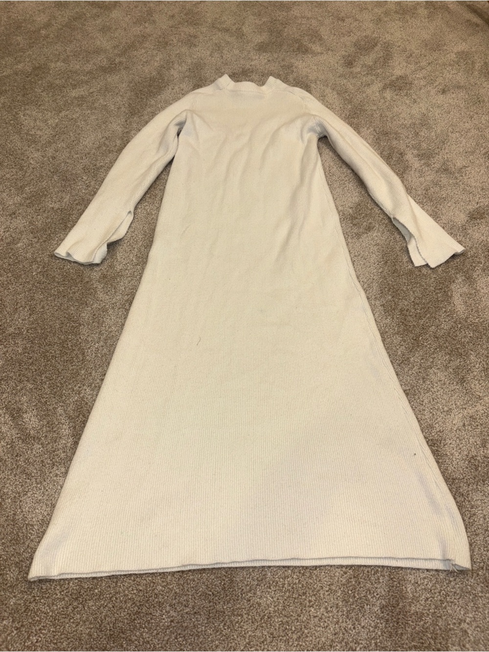 Goodnight Macaroon Ribbed Long Sleeve Maxi Dress in Cream